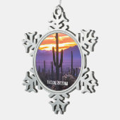 アリゾナサンセットデザートサボテン スノーフレークピューターオーナメント (右)