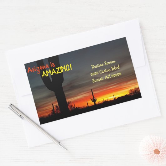 アリゾナズアメージング砂漠の夕日封筒用シール 長方形シール (封筒)