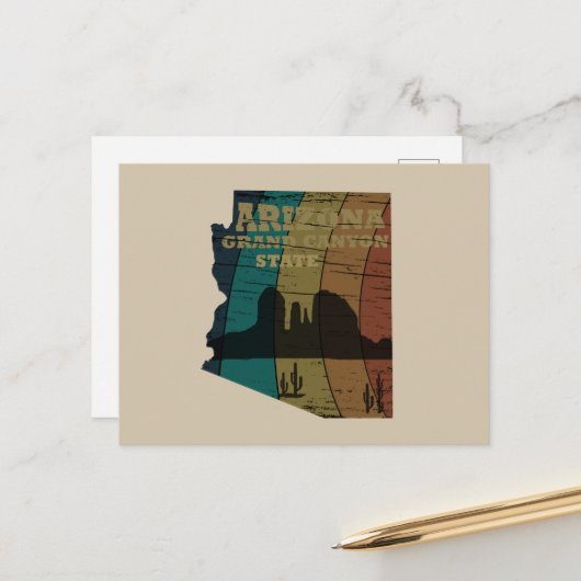 アリゾナセドナの地図グランドキャニオンの風景レトロ シーズンポストカード (正面/裏面インサイチュ)