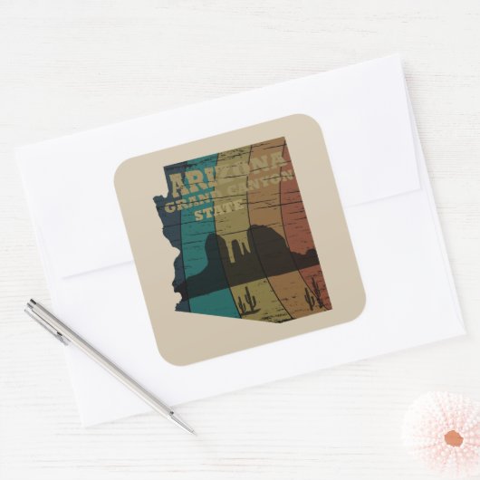 アリゾナセドナの地図グランドキャニオンの風景レトロ スクエアシール (封筒)