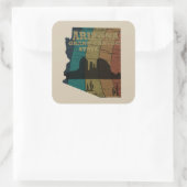 アリゾナセドナの地図グランドキャニオンの風景レトロ スクエアシール (バッグ)