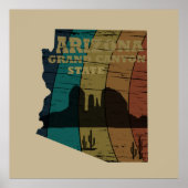 アリゾナセドナの地図グランドキャニオンの風景レトロ ポスター (正面)