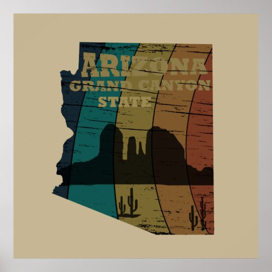アリゾナセドナの地図グランドキャニオンの風景レトロ ポスター (正面)