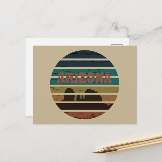 アリゾナセドナランドスケープヴィンテージアズサンセットレトロ シーズンポストカード (正面/裏面インサイチュ)