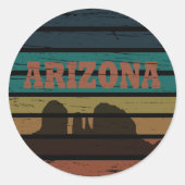 アリゾナセドナランドスケープヴィンテージアズサンセットレトロ ラウンドシール (正面)