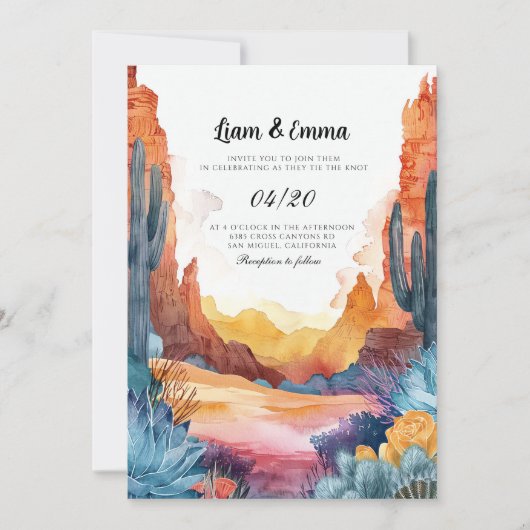 アリゾナデザートカボス景観結婚式招待状 招待状 (正面)