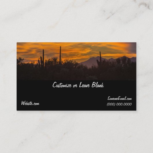アリゾナデザートサクタスサンセットビジネスカード 名刺 (裏面)