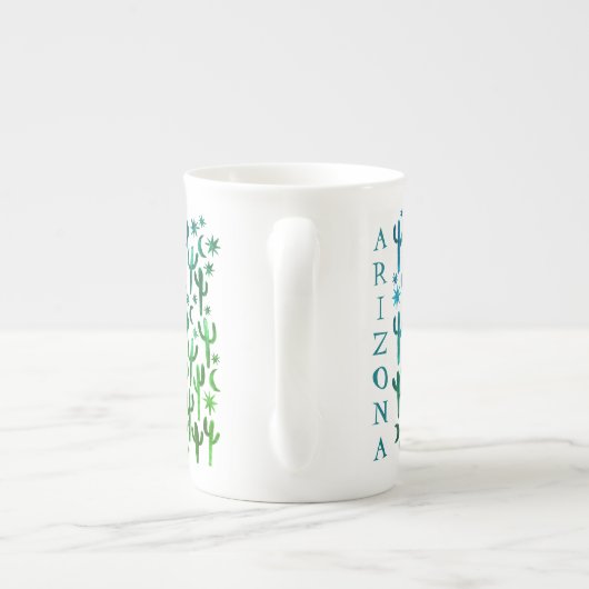 アリゾナデザートサグアーロカッティティール（緑がかった色）グリーンウォーター色 ボーンチャイナマグカップ (裏面)