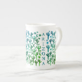 アリゾナデザートサグアーロカッティティール（緑がかった色）グリーンウォーター色 ボーンチャイナマグカップ (正面右)