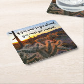 アリゾナデザートサンセットサボス感動的ことわざ スクエアペーパーコースター (アングル)