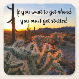 アリゾナデザートサンセットサボス感動的ことわざ スクエアペーパーコースター