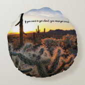アリゾナデザートサンセットサボス感動的ことわざ ラウンドクッション (裏面)