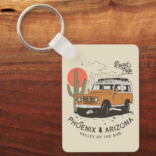 アリゾナデザートサンセットロードトリップカボスフェニックス キーホルダー (正面)