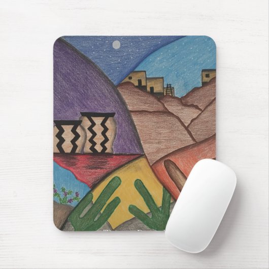 アリゾナデザートフォークアートカボスサウスウエスト マウスパッド (マウス)