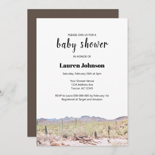アリゾナデザートベビーシャワー招待状 招待状 (正面/裏面)