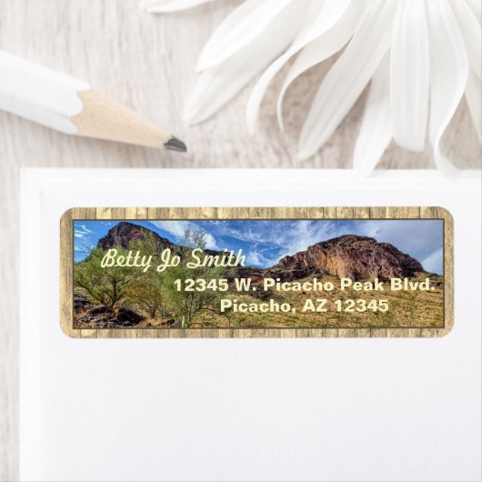 アリゾナデザートマウンテンシーナリーバーンドボードベージュ ラベル (インサイチュ)