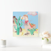 アリゾナデザートリアマサボスフラワーズ自然 スクエア壁時計 (ホーム)