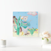 アリゾナデザートリアマサボスフラワーズ自然 スクエア壁時計 (ホーム)