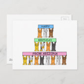 アリゾナハッピーバースデー猫漫画 ポストカード (正面/裏面)