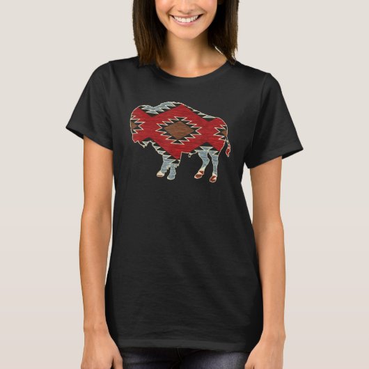 アリゾナバッファローアステカインディアン南西部パターン Tシャツ (正面)