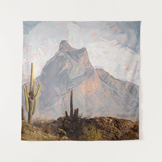 アリゾナピカチョピークサウスウエストデザートデジタルアート タペストリー (正面)