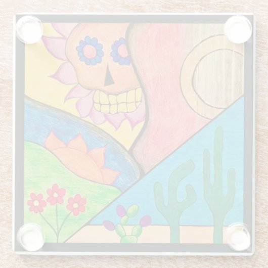 アリゾナフォークアートデザートカボスメキシコ ガラスコースター (裏面)