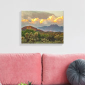 アリゾナフォーピークスマウンテンカラフルクラウドサンセット キャンバスプリント (インサイチュ (リビング))