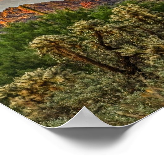 アリゾナフォーピークスマウンテンカラフルクラウドサンセット ポスター (角)