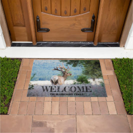 アリゾナブルエルクフルベルベット〔雄ジカの〕枝角 パーソナライズされた ドアマット