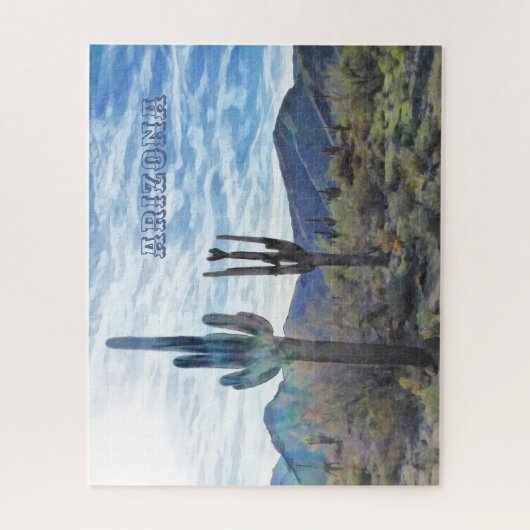 アリゾナホワイトタンク山の日没 ジグソーパズル (縦)