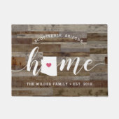 アリゾナホーム州パーソナライズされたウッドルック ドアマット (正面)