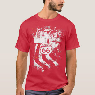 アリゾナルート66ビッグリグトラックとアメリカ国旗 Tシャツ