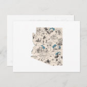 アリゾナヴィンテージ写真地図アンティークArizonan Chart ポストカード (正面/裏面)