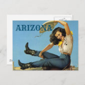 アリゾナヴィンテージ旅行女性のカーボーイ ポストカード (正面/裏面)