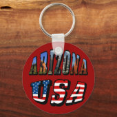 アリゾナ写真と米国国旗の文字 キーホルダー (正面)