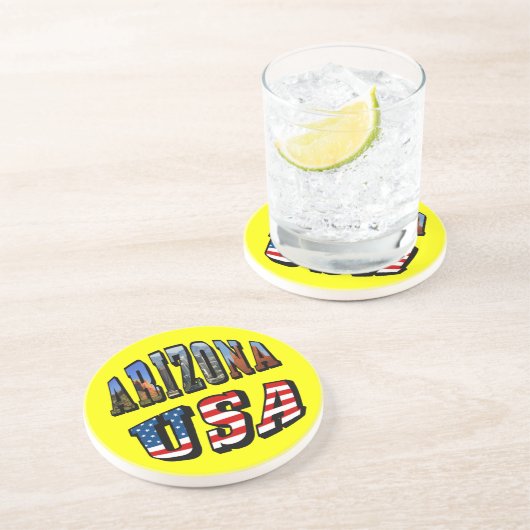 アリゾナ写真と米国国旗の文字 コースター (側面)