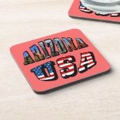 アリゾナ写真と米国国旗の文字 コースター (左側)