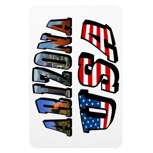 アリゾナ写真&アメリカ国旗文字 マグネット (縦)