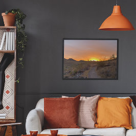 アリゾナ南西部の砂漠の夕日 ポスター