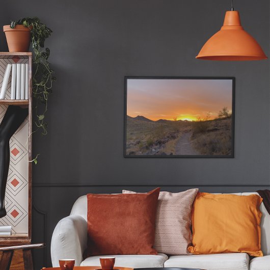 アリゾナ南西部の砂漠の夕日 ポスター