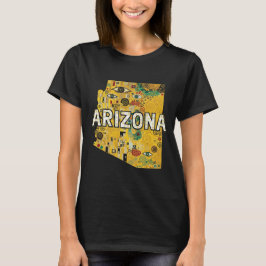 アリゾナ地図とテキスト Tシャツ