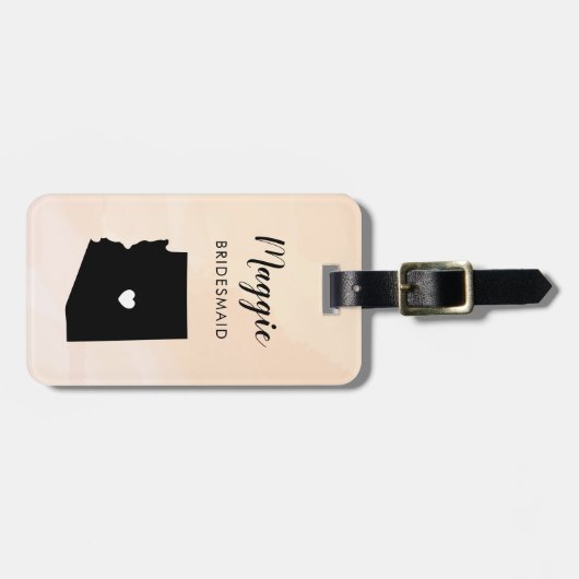 アリゾナ地図のウェディングパーティー歓迎用スーツケースタグ ラゲッジタグ (正面横)