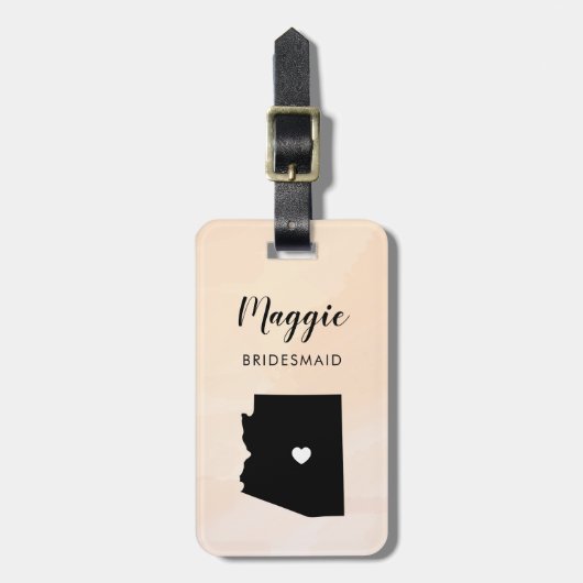 アリゾナ地図の荷物タグ ウェディングパーティーのお出迎えに ラゲッジタグ (正面縦)