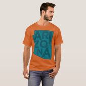 アリゾナ地図タイポグラフィネイビー Tシャツ (正面フル)