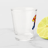 アリゾナ地質学者のロックハンマーのロゴ ショットグラス (左)