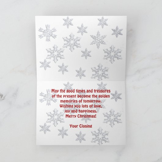 アリゾナ季節のごあいさつズクリスマスランプスノーフレーク シーズンカード (内部)