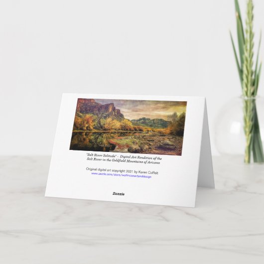 アリゾナ川ソノラン砂漠の山々デジタルアート カード (裏面)