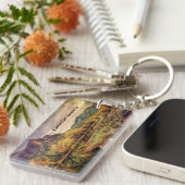 アリゾナ川ソノラン砂漠の山々デジタルアート キーホルダー (正面右)