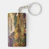 アリゾナ川ソノラン砂漠の山々デジタルアート キーホルダー (裏面)