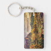 アリゾナ川ソノラン砂漠の山々デジタルアート キーホルダー (正面)